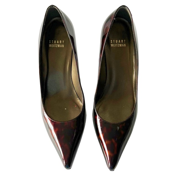 Stuart Weitzman Pointed Toe Tortoise Patent Pump | 6 - Picture 2 of 11